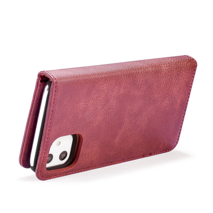DG.MING Stylish Anti-fingerprint Easy Detechable Split Leather Wallet Flip Folio Case Stand Shockproof PC Inner Cover for iPhone 11 6.1 inch (2019)