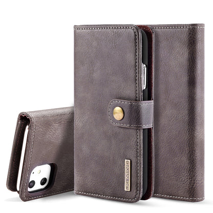 DG.MING Stylish Anti-fingerprint Easy Detechable Split Leather Wallet Flip Folio Case Stand Shockproof PC Inner Cover for iPhone 11 6.1 inch (2019)