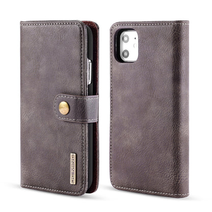 DG.MING Stylish Anti-fingerprint Easy Detechable Split Leather Wallet Flip Folio Case Stand Shockproof PC Inner Cover for iPhone 11 6.1 inch (2019)