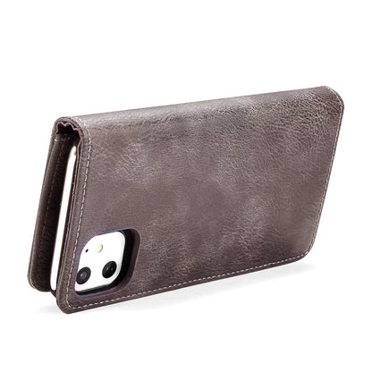 DG.MING Stylish Anti-fingerprint Easy Detechable Split Leather Wallet Flip Folio Case Stand Shockproof PC Inner Cover for iPhone 11 6.1 inch (2019)