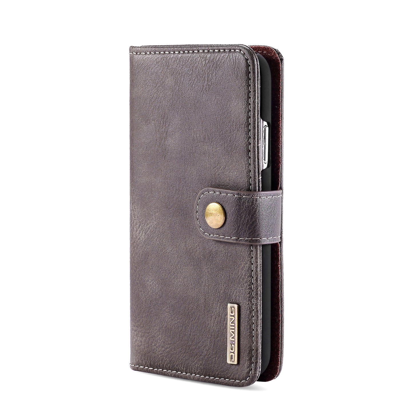 DG.MING Stylish Anti-fingerprint Easy Detechable Split Leather Wallet Flip Folio Case Stand Shockproof PC Inner Cover for iPhone 11 6.1 inch (2019)