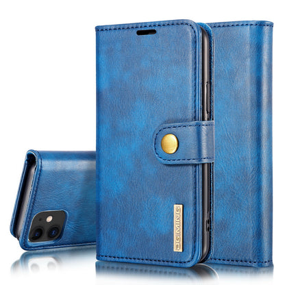 DG.MING Stylish Anti-fingerprint Easy Detechable Split Leather Wallet Flip Folio Case Stand Shockproof PC Inner Cover for iPhone 11 6.1 inch (2019)