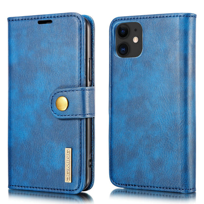 DG.MING Stylish Anti-fingerprint Easy Detechable Split Leather Wallet Flip Folio Case Stand Shockproof PC Inner Cover for iPhone 11 6.1 inch (2019)