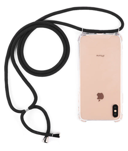 For iPhone X / XS 5.8 inch Glossy TPU+Acrylic withTextile Strap Anti-fall Casing
