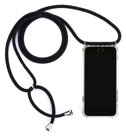 For iPhone X / XS 5.8 inch Glossy TPU+Acrylic withTextile Strap Anti-fall Casing