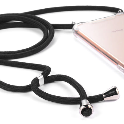 For iPhone X / XS 5.8 inch Glossy TPU+Acrylic withTextile Strap Anti-fall Casing