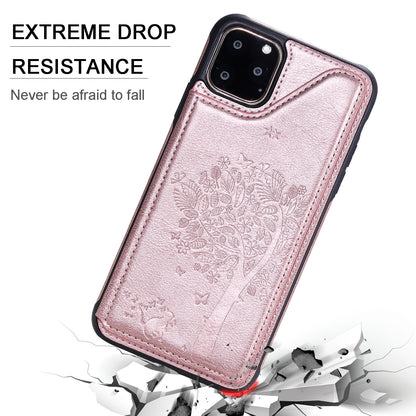 Anti-fall KT Leather Coated Series-1 Imprinted Cat Tree Leather Coated TPU Covering for iPhone 11 6.1 inch (2019)
