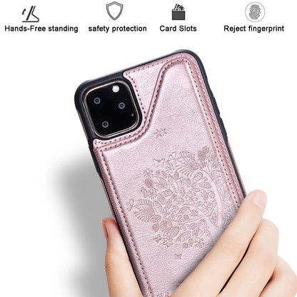 Anti-fall KT Leather Coated Series-1 Imprinted Cat Tree Leather Coated TPU Covering for iPhone 11 6.1 inch (2019)