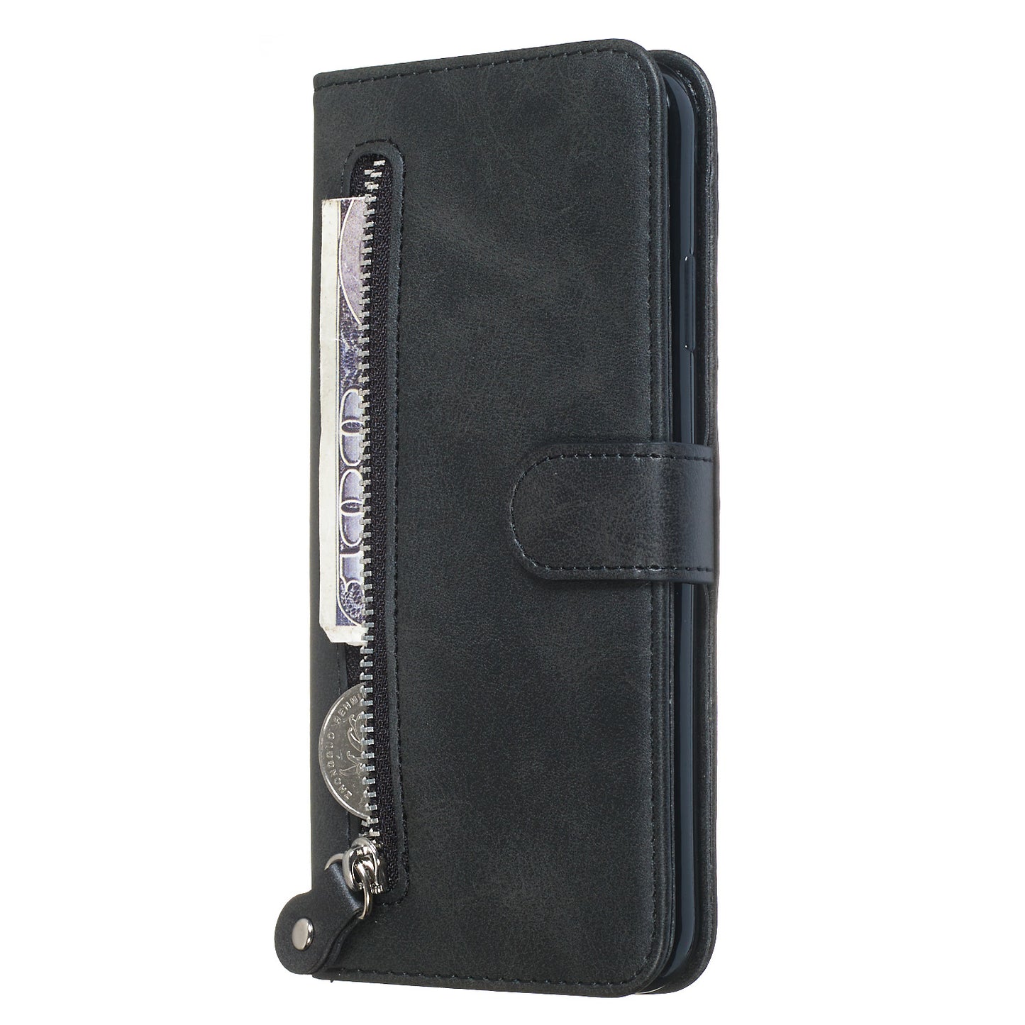 Zipper Pocket Fashion Wallet Stand Flip Leather Phone Case Cover for iPhone XR 6.1 inch