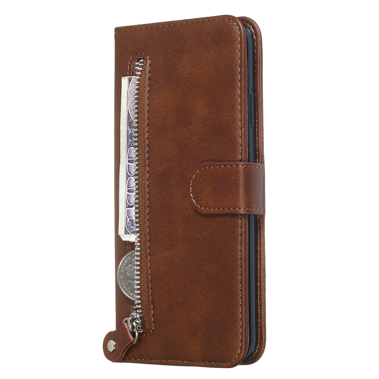 Zipper Pocket Fashion Wallet Stand Flip Leather Phone Case Cover for iPhone XR 6.1 inch