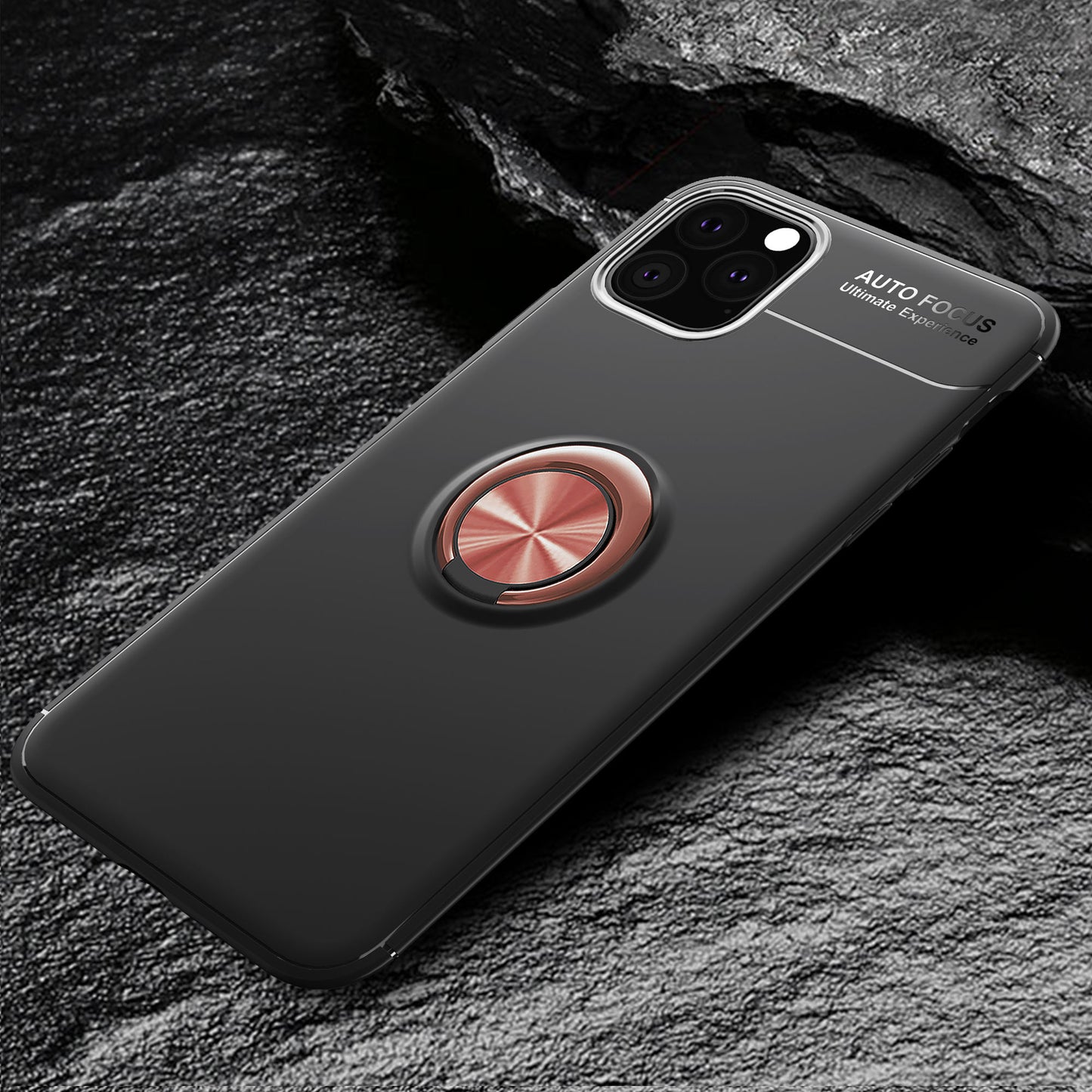 LENUO for iPhone 11 Pro 5.8 inch (2019) Metal Ring Bracket Built-in Magnetic Metal Sheet TPU Cover Casing