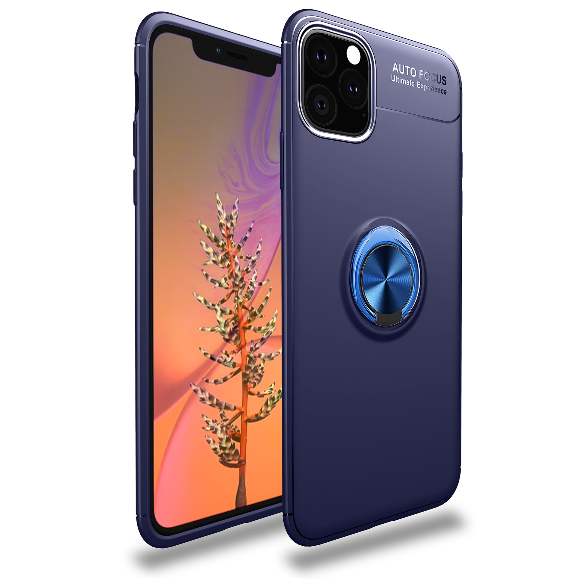 LENUO for iPhone 11 Pro 5.8 inch (2019) Metal Ring Bracket Built-in Magnetic Metal Sheet TPU Cover Casing