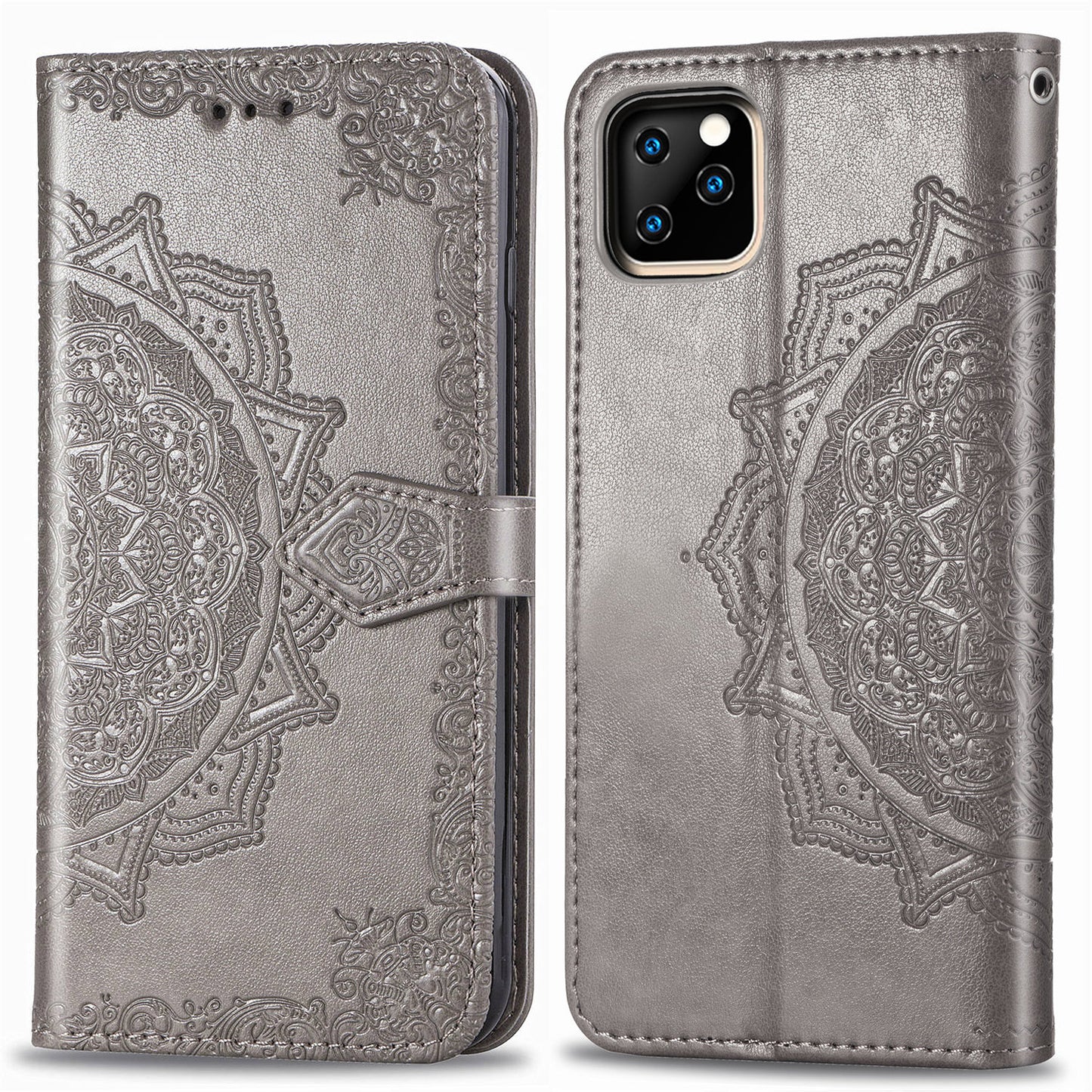 Embossed Mandala Flower Leather Wallet Case for iPhone 11 Pro 5.8 inch (2019)