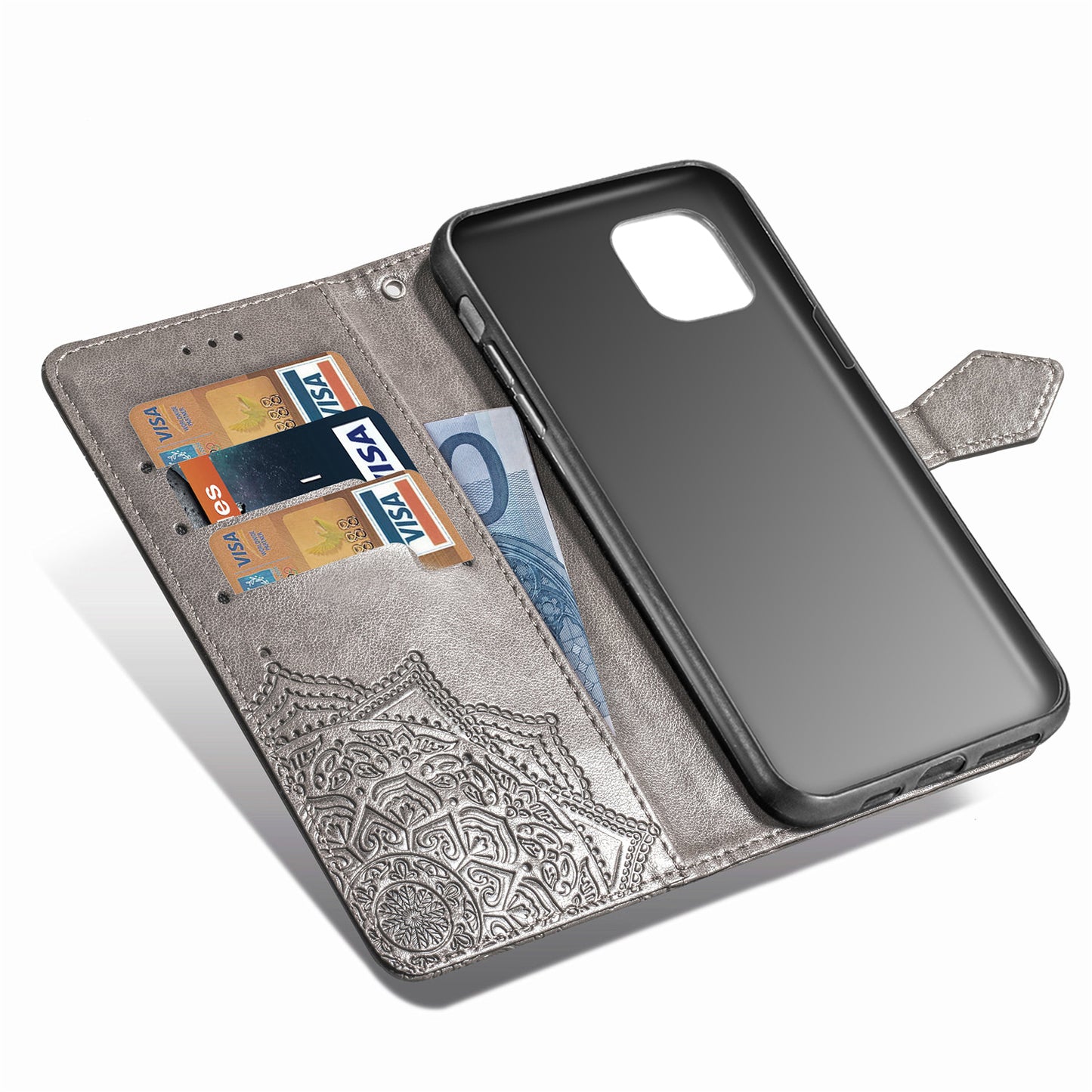 Embossed Mandala Flower Leather Wallet Case for iPhone 11 Pro 5.8 inch (2019)