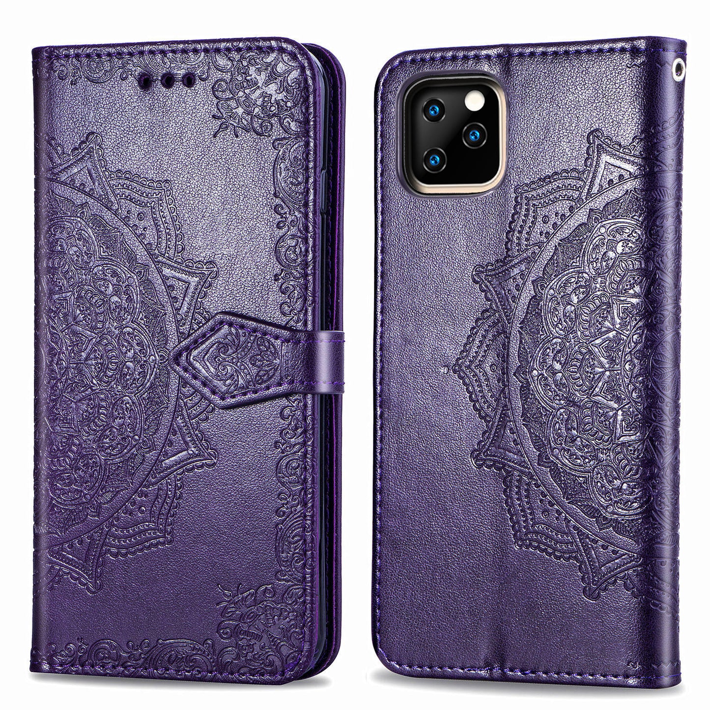 Embossed Mandala Flower Leather Wallet Case for iPhone 11 Pro 5.8 inch (2019)
