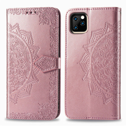 Embossed Mandala Flower Leather Wallet Case for iPhone 11 Pro 5.8 inch (2019)