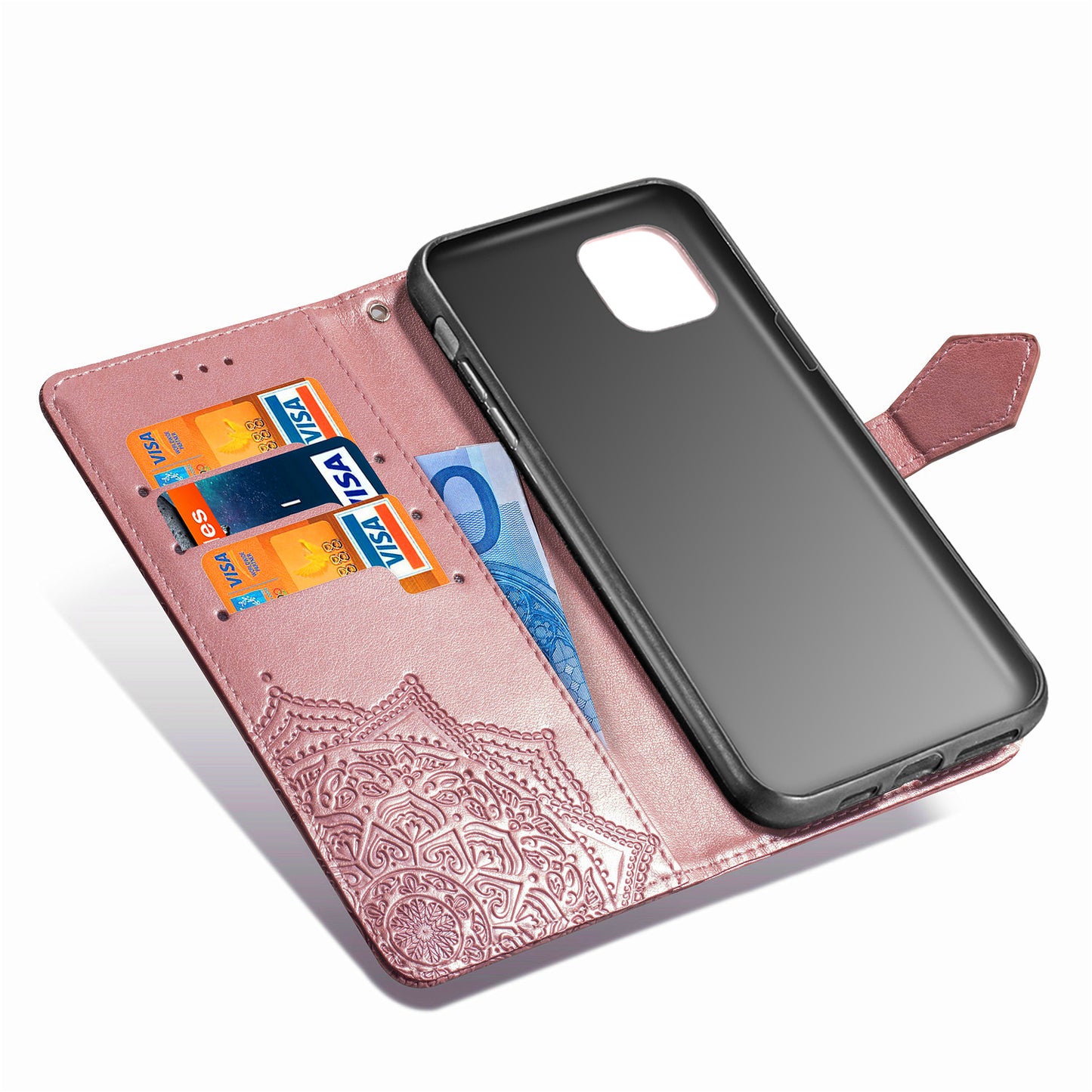Embossed Mandala Flower Leather Wallet Case for iPhone 11 Pro 5.8 inch (2019)