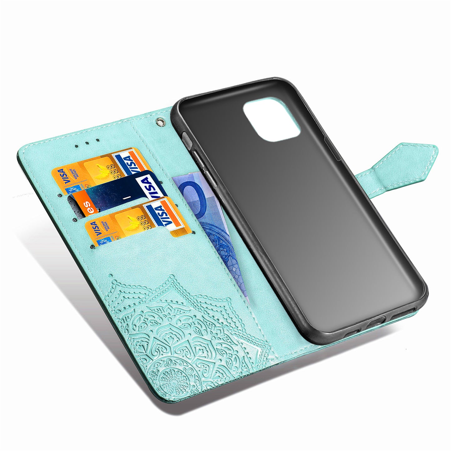 Embossed Mandala Flower Leather Wallet Stand Case for iPhone 11 6.1 inch (2019)