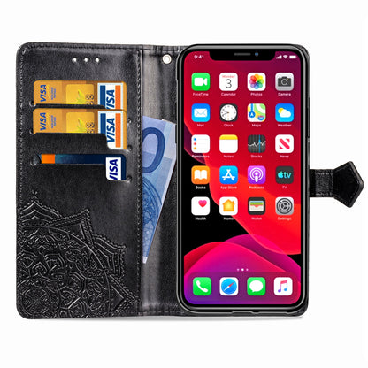 Embossed Mandala Flower Leather Wallet Stand Case for iPhone 11 6.1 inch (2019)