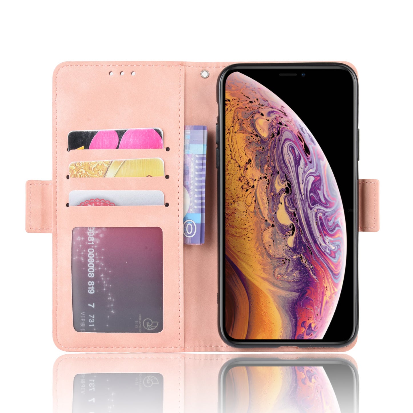 For iPhone 11 Pro Max 6.5 inch (2019) Leather Cell Casing with Multiple Card Slots and Wallet Pocket
