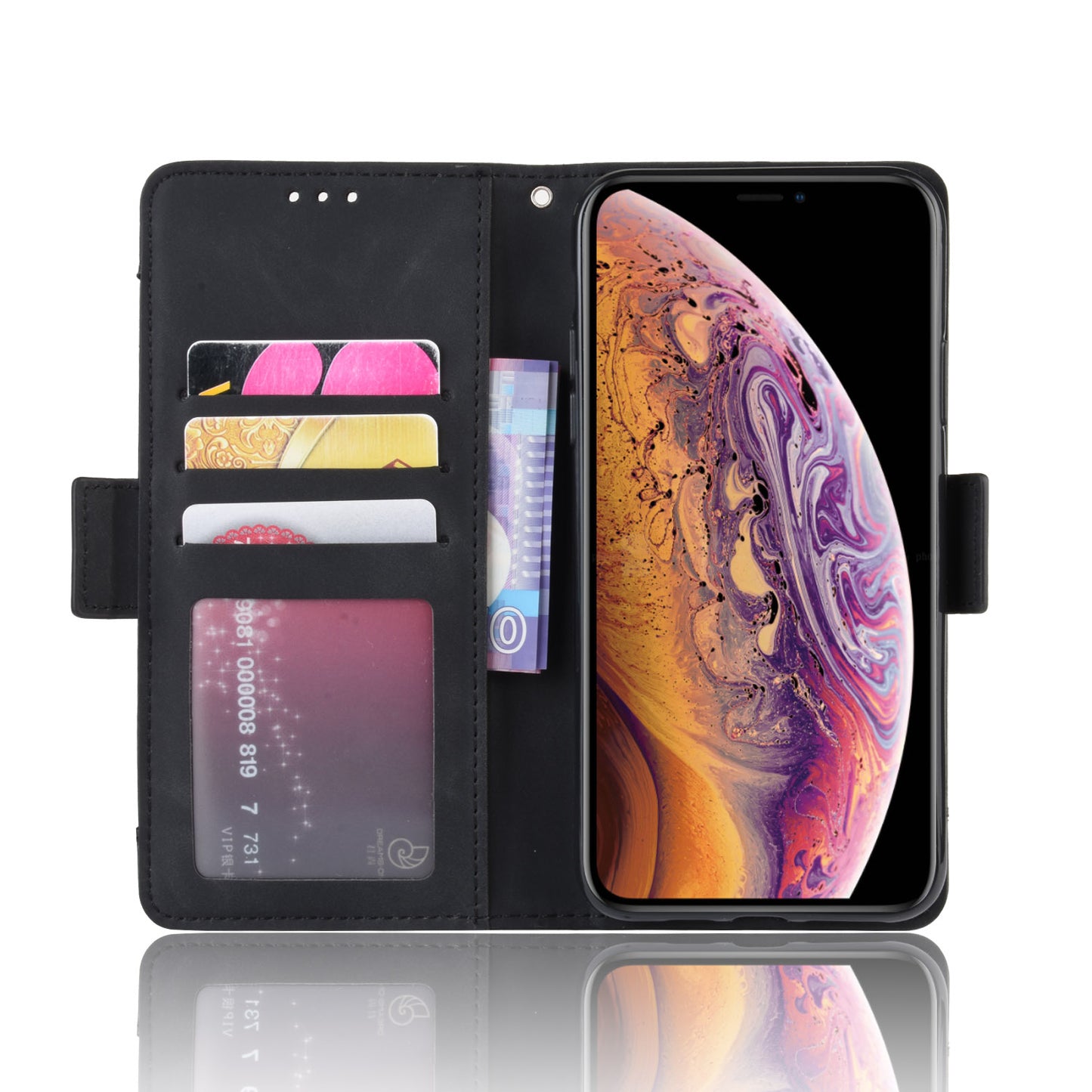 Leather Wallet Cell Casing with Multiple Card Slots for iPhone 11 Pro 5.8 inch (2019)