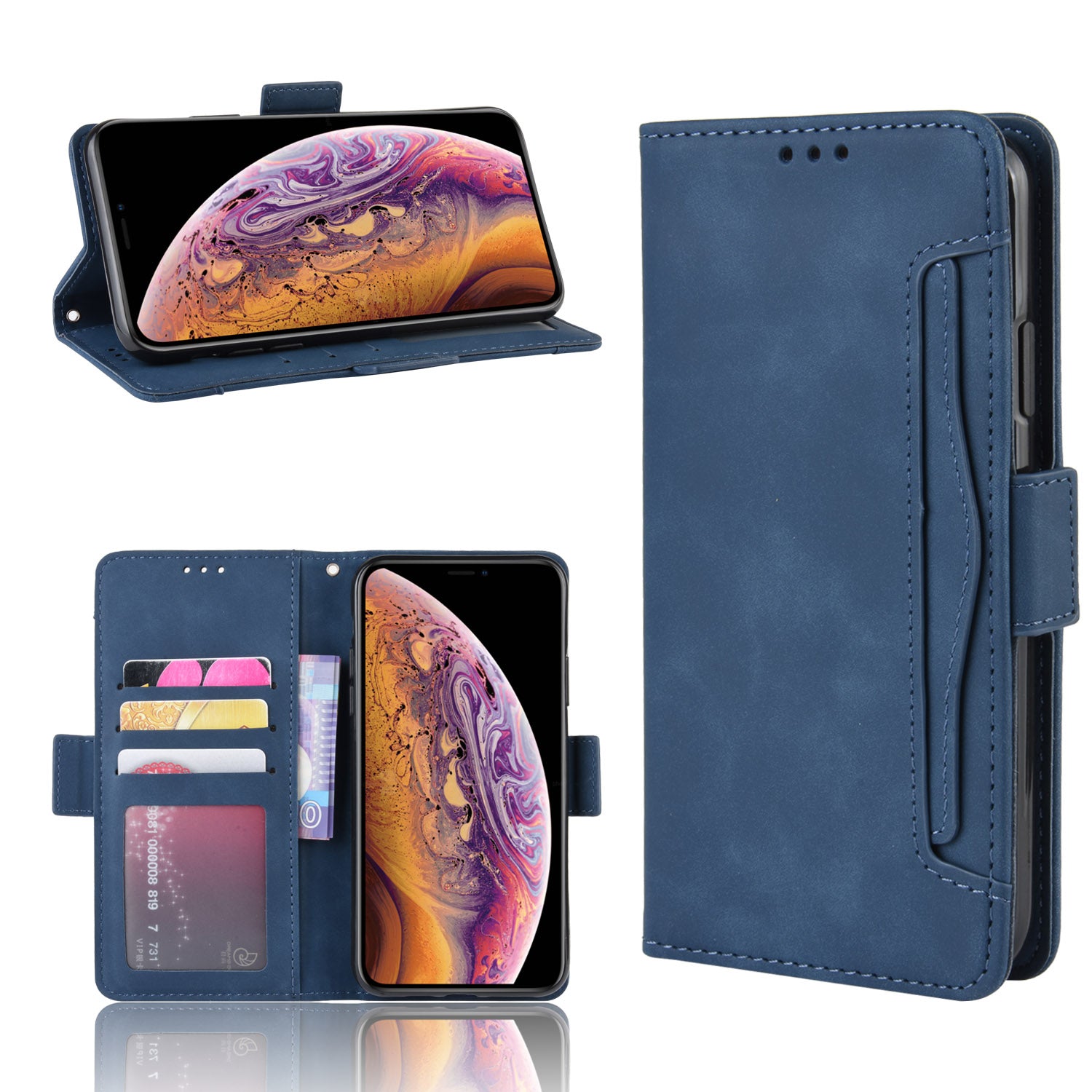 Leather Wallet Cell Casing with Multiple Card Slots for iPhone 11 Pro 5.8 inch (2019)