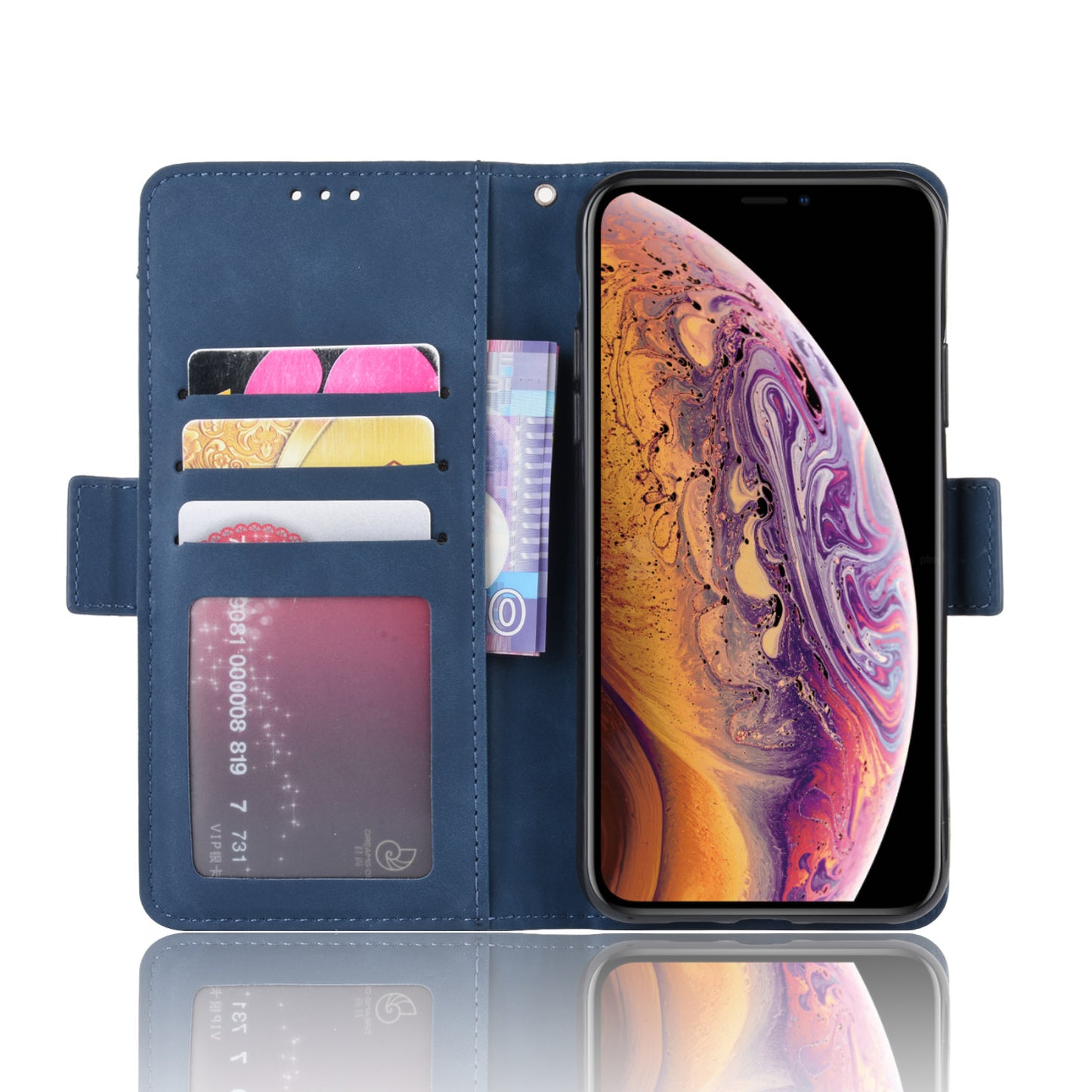 Leather Wallet Cell Casing with Multiple Card Slots for iPhone 11 Pro 5.8 inch (2019)