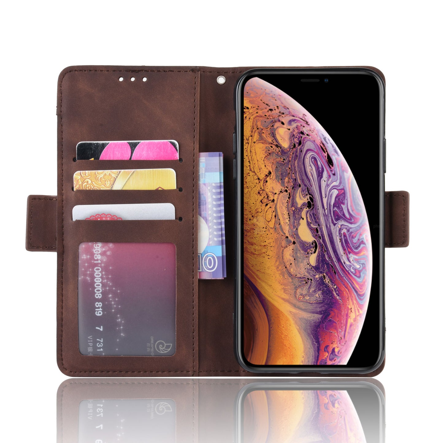 Leather Wallet Cell Casing with Multiple Card Slots for iPhone 11 Pro 5.8 inch (2019)