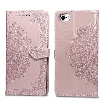 Embossed Mandala Flower Leather Wallet Case for iPhone SE (2020)/SE (2022)/8/7