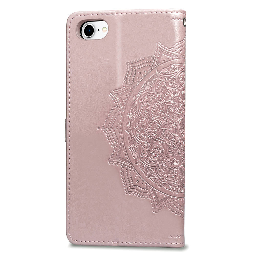 Embossed Mandala Flower Leather Wallet Case for iPhone SE (2020)/SE (2022)/8/7