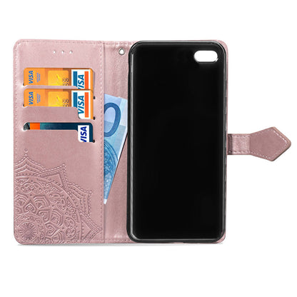 Embossed Mandala Flower Leather Wallet Case for iPhone SE (2020)/SE (2022)/8/7