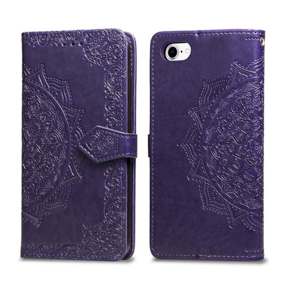 Embossed Mandala Flower Leather Wallet Case for iPhone SE (2020)/SE (2022)/8/7