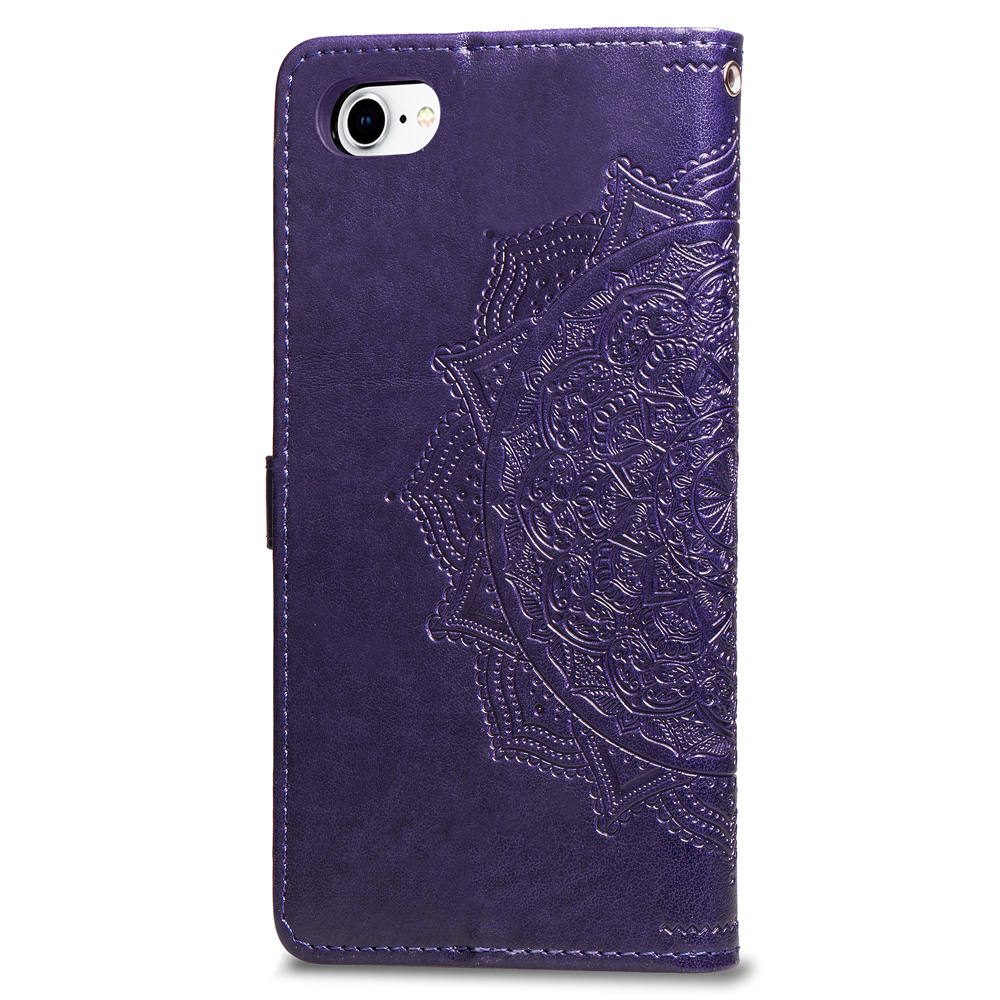 Embossed Mandala Flower Leather Wallet Case for iPhone SE (2020)/SE (2022)/8/7