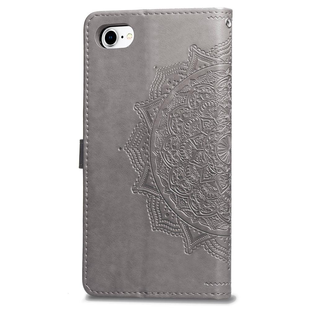 Embossed Mandala Flower Leather Wallet Case for iPhone SE (2020)/SE (2022)/8/7