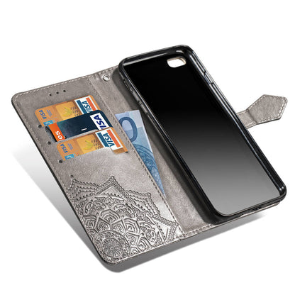 Embossed Mandala Flower Leather Wallet Case for iPhone SE (2020)/SE (2022)/8/7