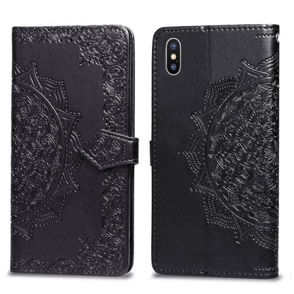 Embossed Mandala Flower Leather Wallet Case for iPhone XS/X 5.8 inch