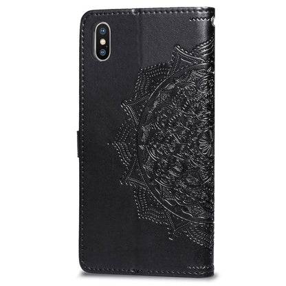 Embossed Mandala Flower Leather Wallet Case for iPhone XS/X 5.8 inch