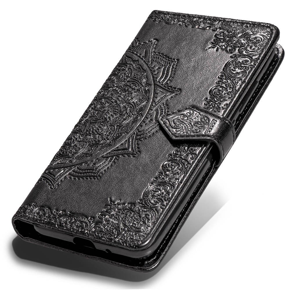 Embossed Mandala Flower Leather Wallet Case for iPhone XS/X 5.8 inch