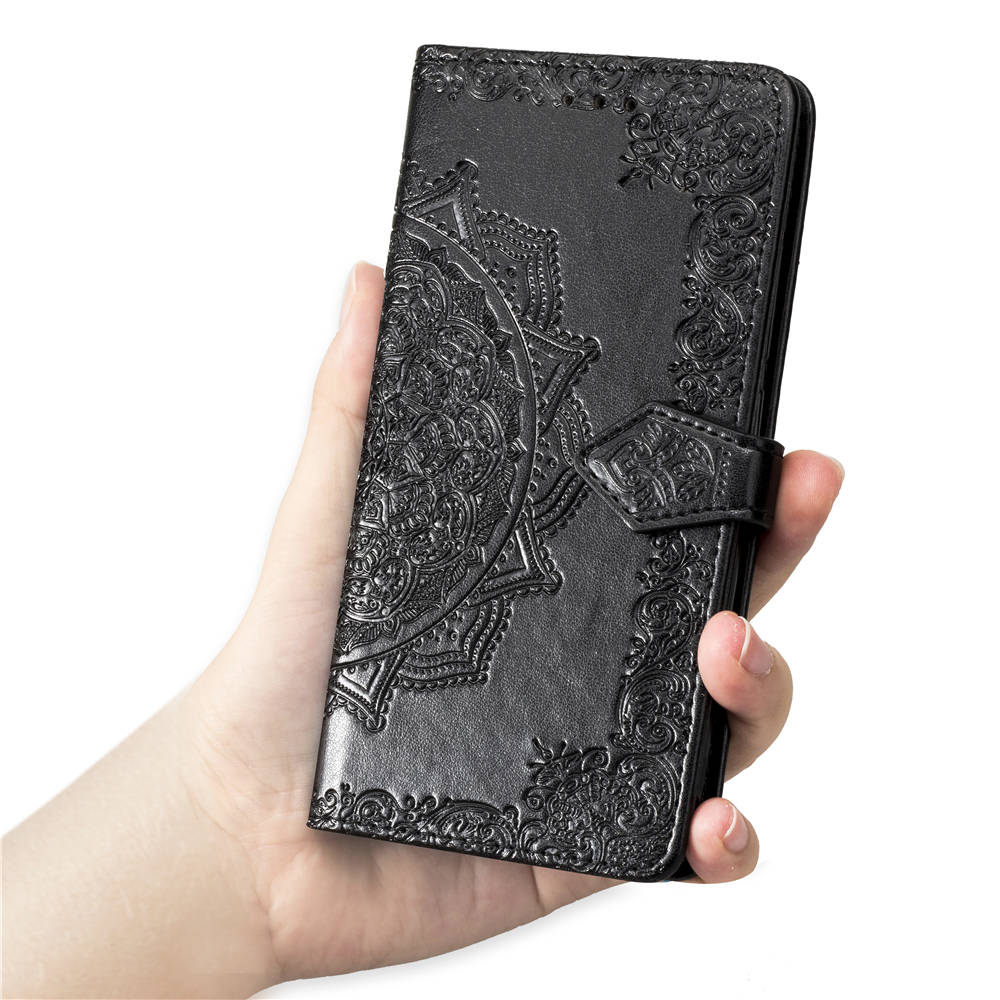 Embossed Mandala Flower Leather Wallet Case for iPhone XS/X 5.8 inch