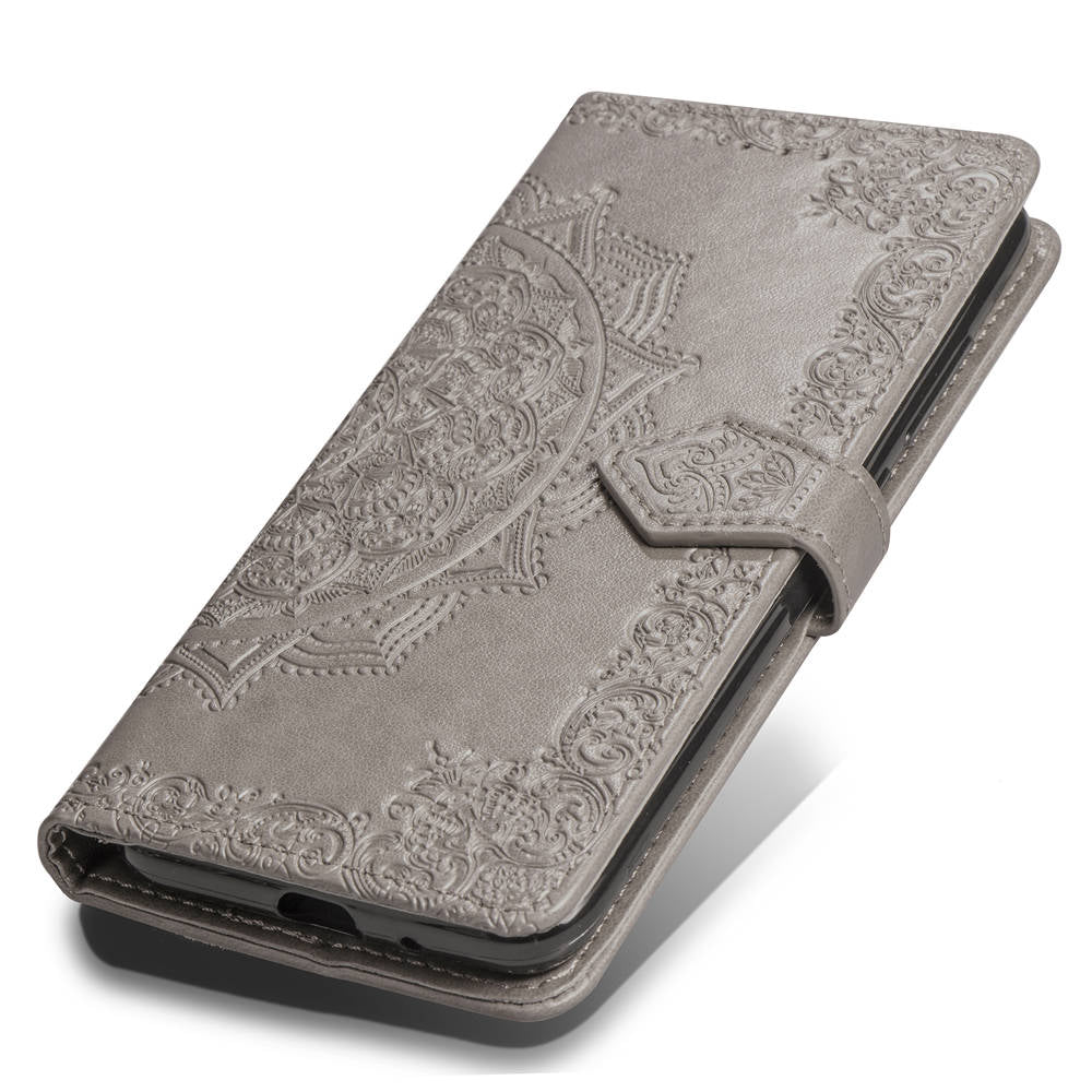 Embossed Mandala Flower Leather Wallet Case for iPhone XS/X 5.8 inch