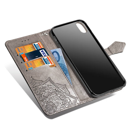 Embossed Mandala Flower Leather Wallet Case for iPhone XS/X 5.8 inch