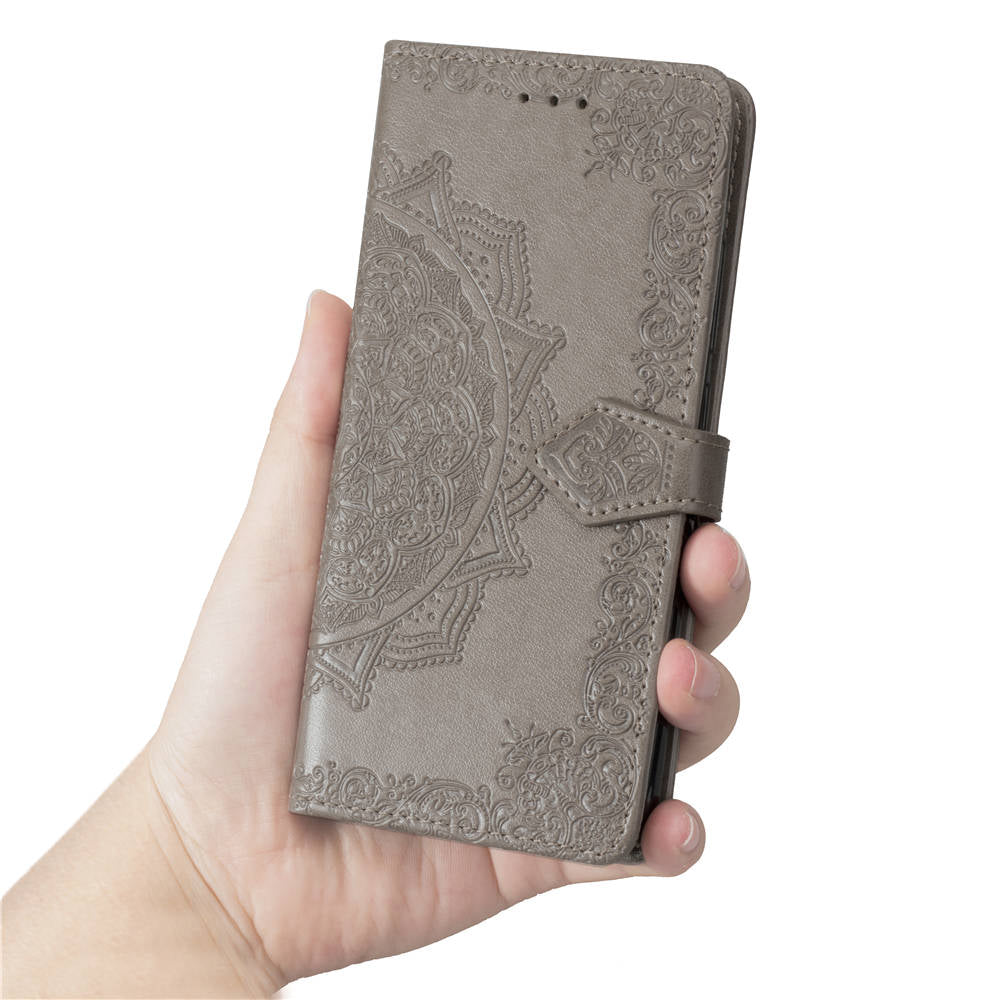 Embossed Mandala Flower Leather Wallet Case for iPhone XS/X 5.8 inch