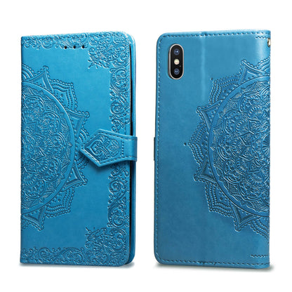 Embossed Mandala Flower Leather Wallet Case for iPhone XS/X 5.8 inch