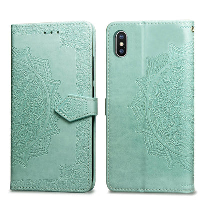 Embossed Mandala Flower Leather Wallet Case for iPhone XS/X 5.8 inch
