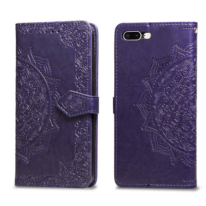 Embossed Mandala Flower Leather Wallet Case for iPhone 8 Plus / 7 Plus