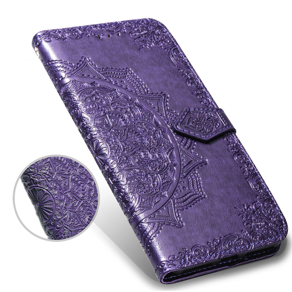 Embossed Mandala Flower Leather Wallet Case for iPhone 8 Plus / 7 Plus