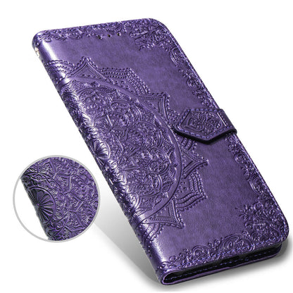 Embossed Mandala Flower Leather Wallet Case for iPhone 8 Plus / 7 Plus