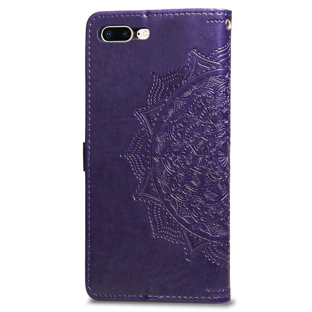 Embossed Mandala Flower Leather Wallet Case for iPhone 8 Plus / 7 Plus