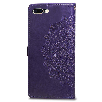 Embossed Mandala Flower Leather Wallet Case for iPhone 8 Plus / 7 Plus