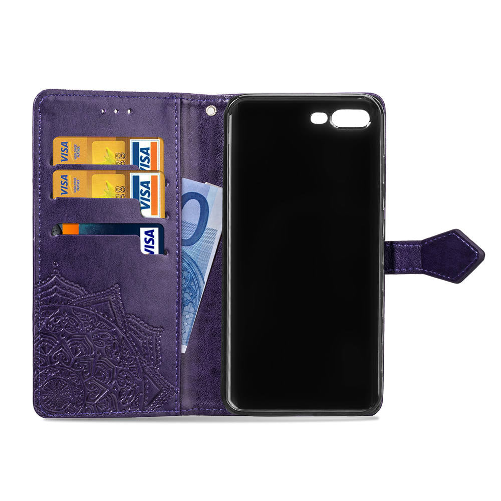 Embossed Mandala Flower Leather Wallet Case for iPhone 8 Plus / 7 Plus